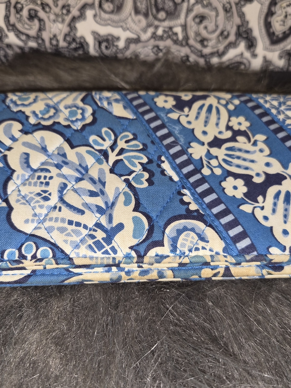Vera Bradley Blue Floral Quilted Wallet with Navy Trim